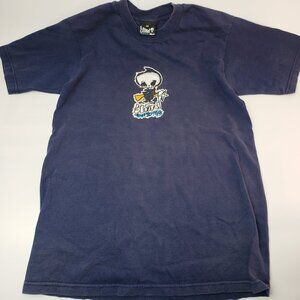 Vintage 90s Blind Skateboards Reaper Blue T-Shirt 1990s Skate Sz S Small Slim